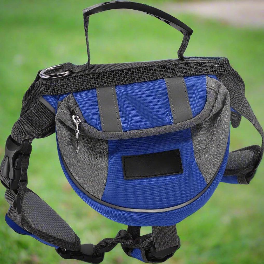 Sac dos chien rando bleu face
