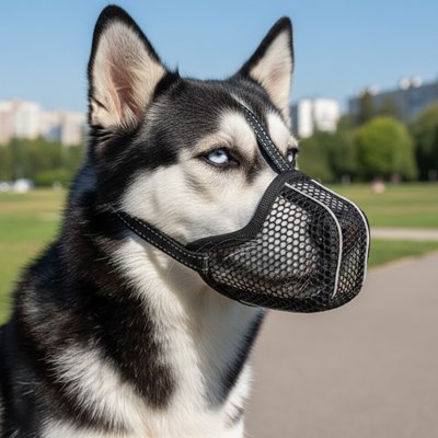 Muselière pour chien husky heureux