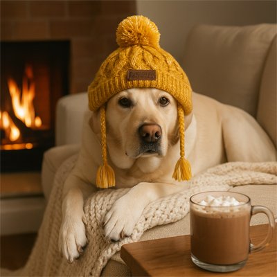 Bonnet pour chien​ jaune large