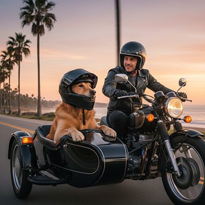 Casque moto pour chien moto zen sidecar