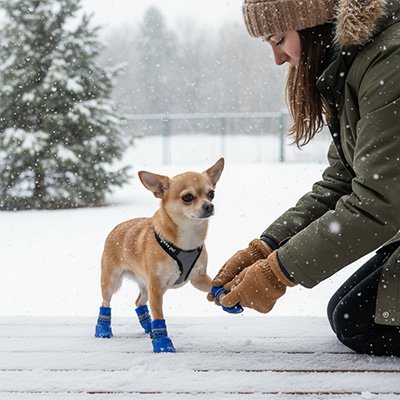 Chaussure pour Chien bleu neige
