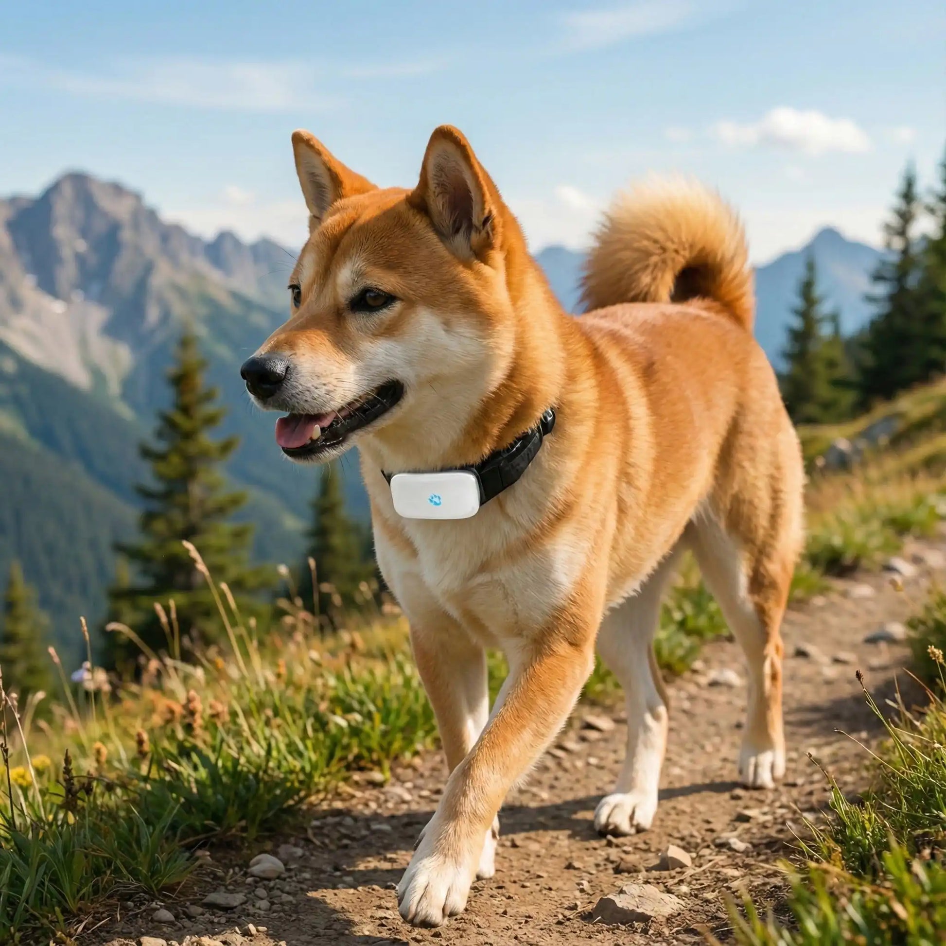 Chien en ballade a la montagne collier GPS