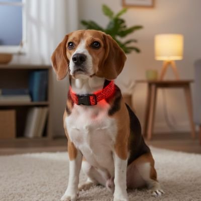 Collier lumineux pour Chien Luminochic rouge sur Beagle