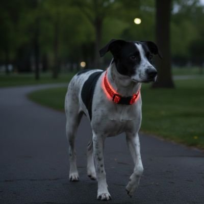 Collier lumineux pour Chien taches rouge