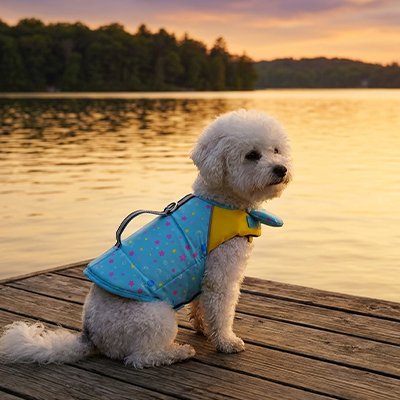 Gilet de sauvetage Chien bleu lac