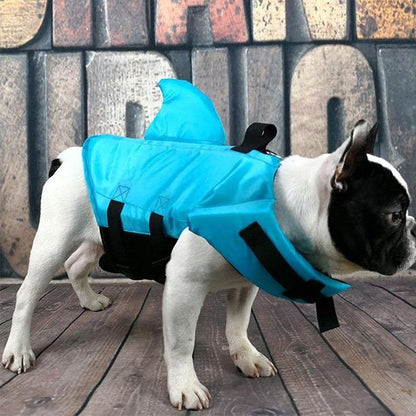 Gilet de sauvetage chien Requin ludique bouledogue bleu
