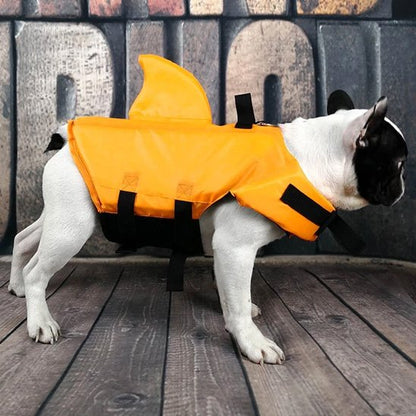 Gilet de sauvetage chien Requin ludique bouledogue orange