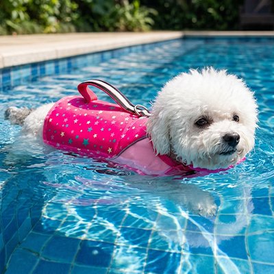 Gilet de sauvetage Chien rose piscine