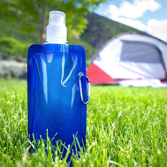 Gourde ecologique plastique bleu reserve d eau