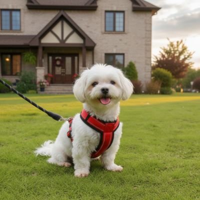 Harnais pour petit Chien Harnais-T bichon blanc couleur rouge