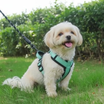 Harnais pour petit Chien Harnais-T bichon blanc couleur vert