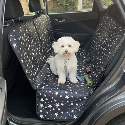Housse voiture chien etoiles noir 