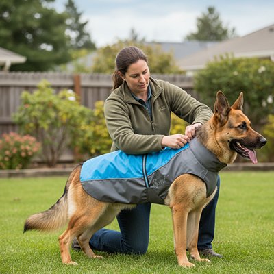 Imperméable pour grand chien style Berger bleu