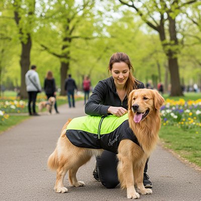 Imperméable pour grand chien style Golden vert lime