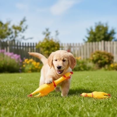 Jouet Chien poulet couine