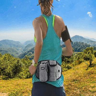 laisse chien sac ceinture gris