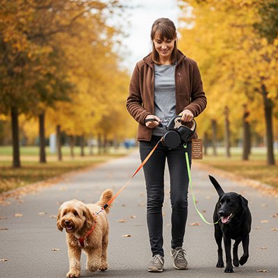Laisse double pour 2 Chiens en ballade urbaine