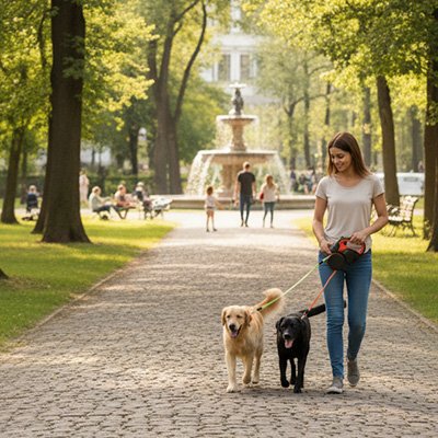 Laisse double pour ballade au parc avec 2 chiens
