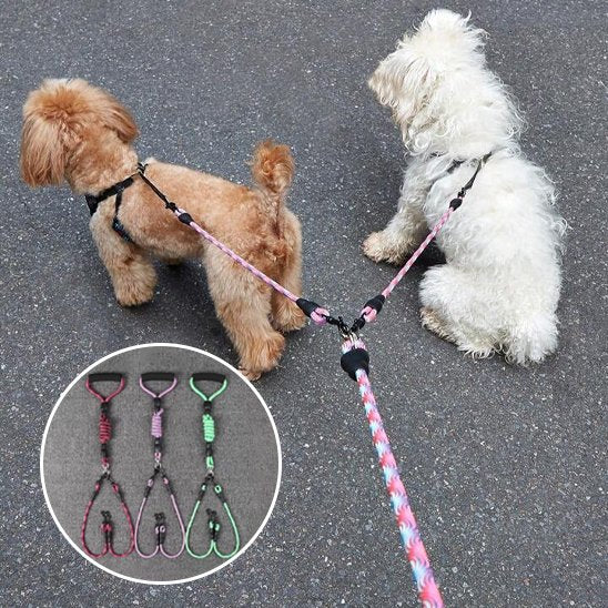 Laisse double pour chien produit rose