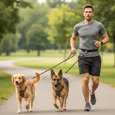 Laisse pour chien mains libre double duo chien
