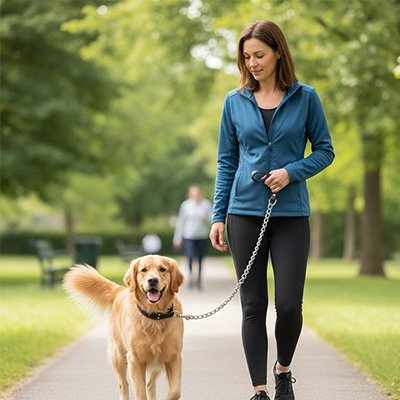 laisse pour chien promenade au parc chaine