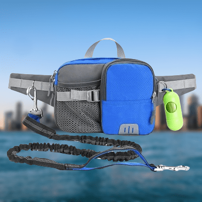 Laisse pour Chien - WaistBag™ - Bleu - Chiencompagnon