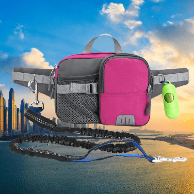 Laisse pour Chien - WaistBag™ - Rose - Chiencompagnon