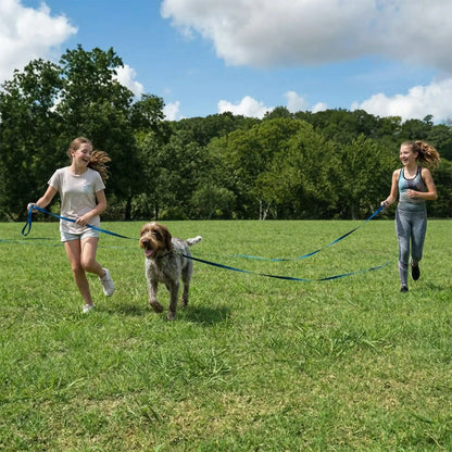 Longe pour chien adolescentes qui s'amusent avec leur chien 