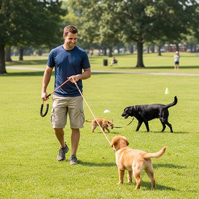 Longe pour avec deux chien en ballade