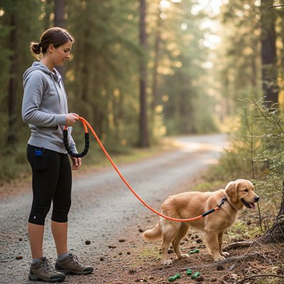 Longe pour chien ballade en sentier couleur orange
