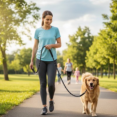 Longe pour chien ballade matinale urbaine