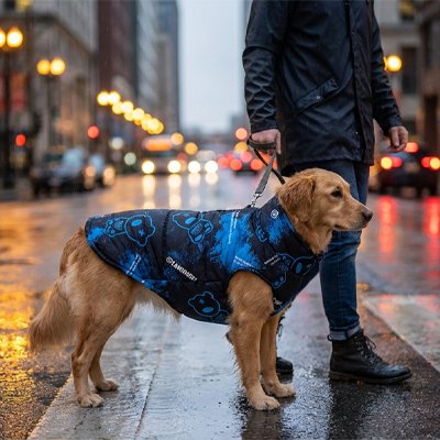 Manteau chien Extra-Grand Chic Golden bleu