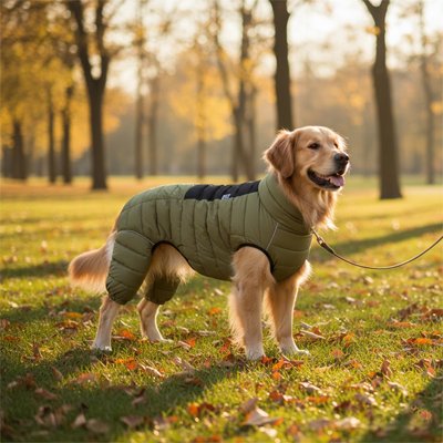 Manteau pour Chien avec pattes golden vert