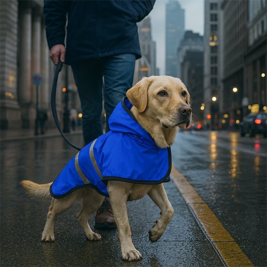 Manteau pour chien impermeable rayé bleu
