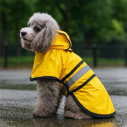 Manteau pour chien impermeable rayé jaune caniche gauche