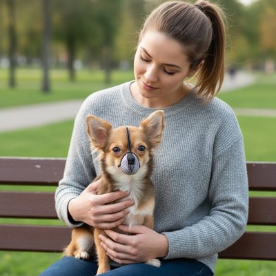 Museliere pour chien​ banc parc