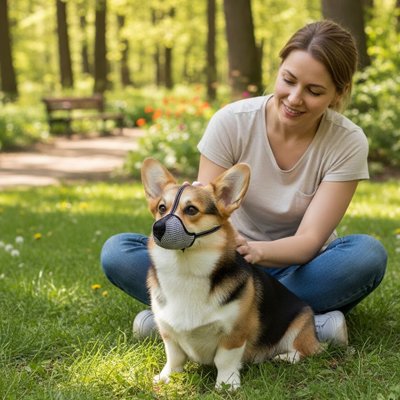 Museliere pour chien​ petit chien en pique-nique