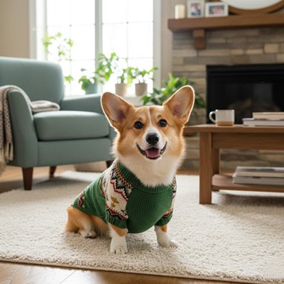 Pull pour Chien corgi chalet vert