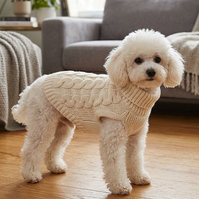 Pull pour Chien Noir et Blanc caniche blanc