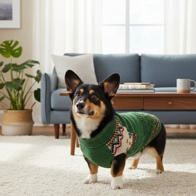 Pull pour Chien vert corgi chalet