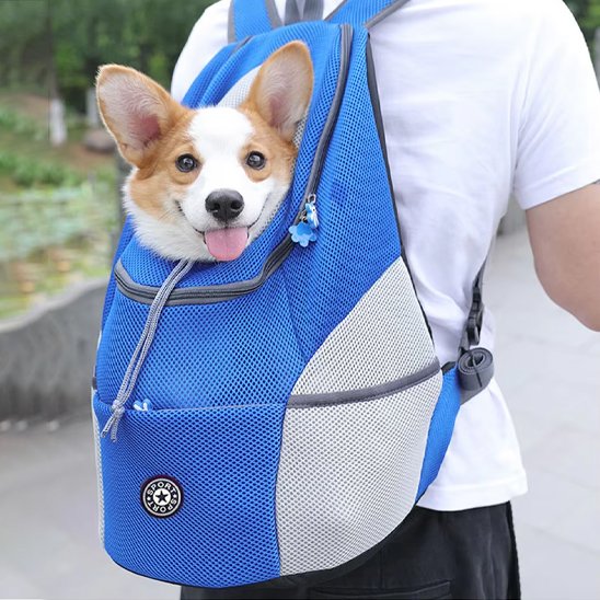 Sac à dos pour chien bleu a dos