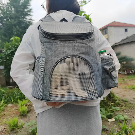 Sac à dos pour chien gris petit chien