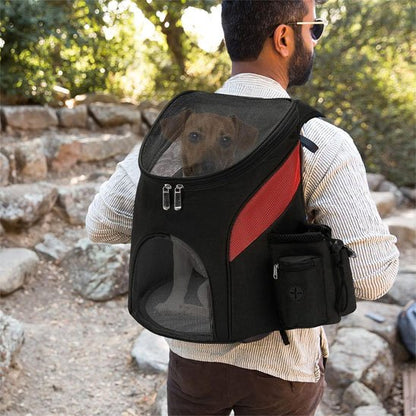 Sac à dos pour chien noir rouge homme avec chien 
