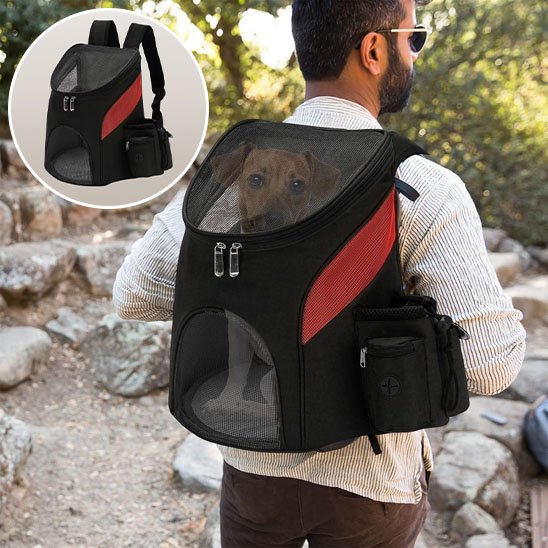 Sac à dos pour chien noir rouge produit