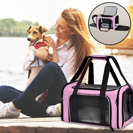 sac de transport chien produit rose