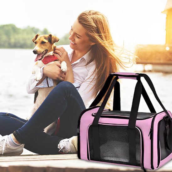 sac de transport chien rose