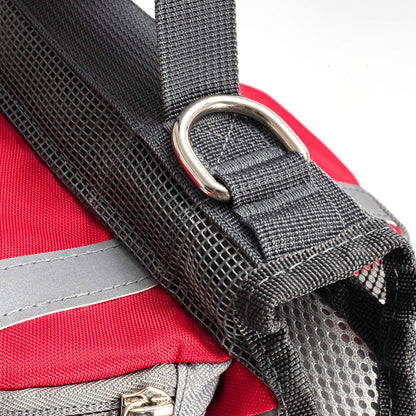 sac dos chien rouge detail